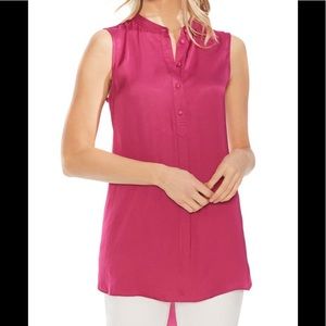 NWT VINCE CAMUTO Rumple Henley Tunic Wild Hibiscus